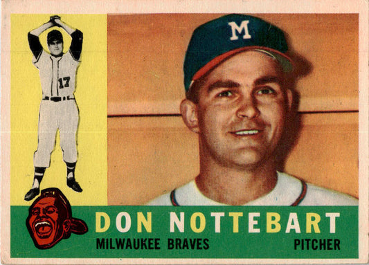 1960 Topps #351 Don Nottebart Rookie Milwaukee Braves