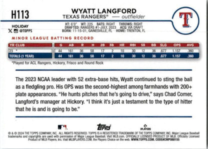 2024 Topps Holliday Antlers Variation #H113 Wyatt Langford Texas Ranger