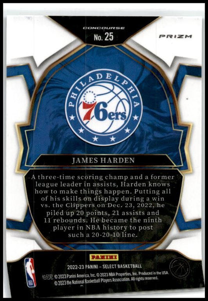 2022-23 Panini Select Green White Purple Prizms #25 James Harden 76ers