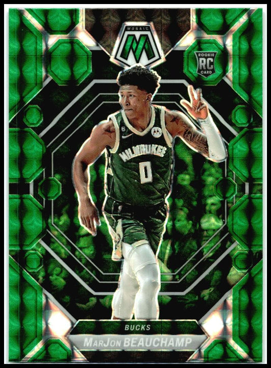 2022-23 Panini Mosaic Green #218 MarJon Beauchamp Rookie Milwaukee Bucks