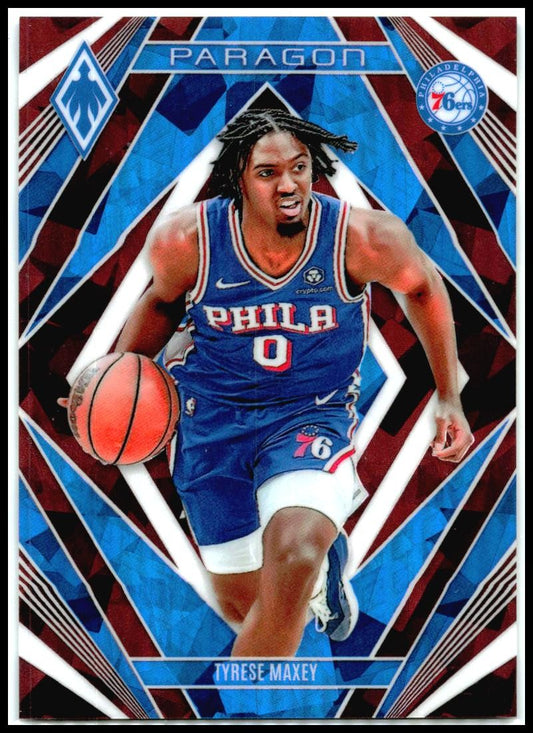 2023-24 Panini Phoenix Paragon Phoenix Maroon Ice #8 Tyrese Maxey 76ers