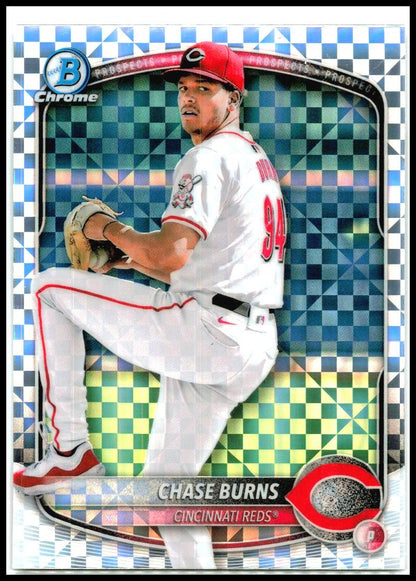 2025 Bowman Chrome Prospects X-Fractor #BCP-122 Chase Burns Cincinnati Reds