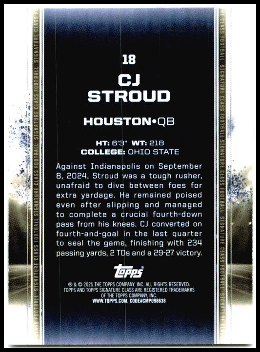 2024 Topps Signature Class #18 CJ Stroud Houston Texans