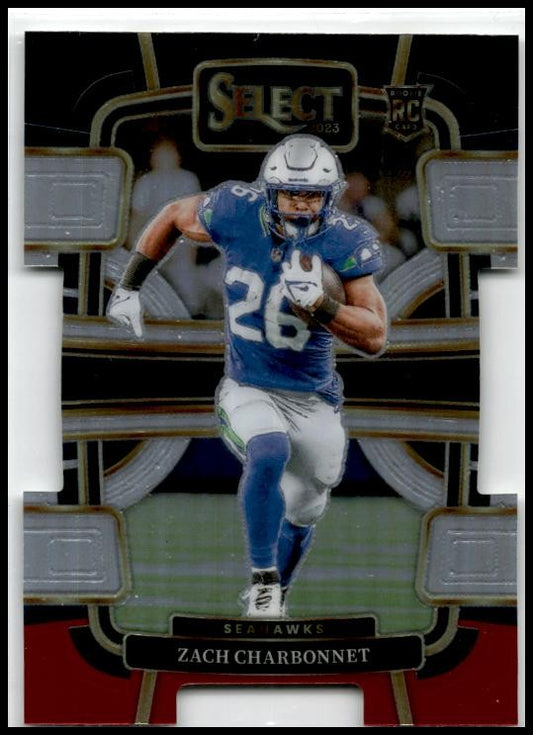 2023 Select Black and Red Prizms Die Cuts #86 Zach Charbonnet Rookie Seahawks
