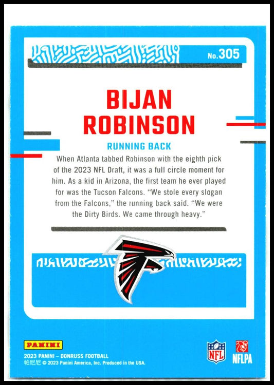 2023 Donruss #305 Bijan Robinson Rookie Atlanta Falcons