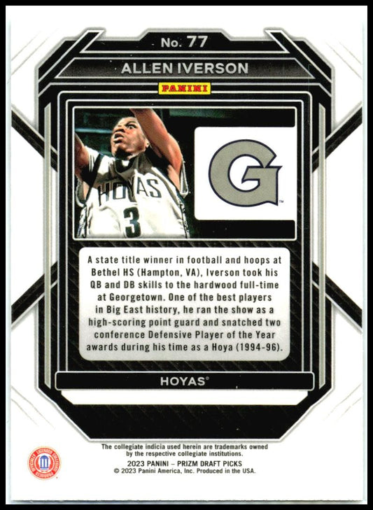 2023 Panini Prizm Draft Picks #77 Allen Iverson Georgetown Hoyas