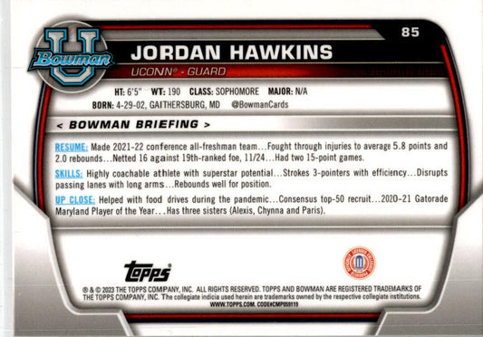 2022-23 Bowman University Chrome Pink #85 Jordan Hawkins New Orleans Pelicans