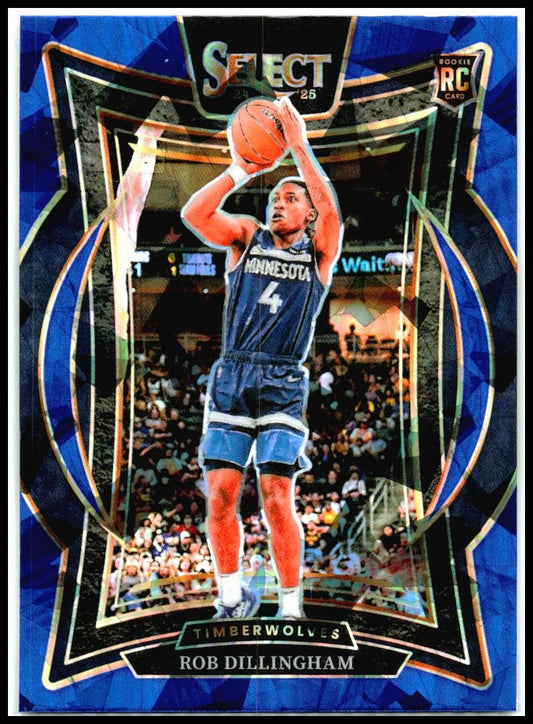 2024-25 Panini Select Blue Cracked Ice #84 Rob Dillingham Rookie