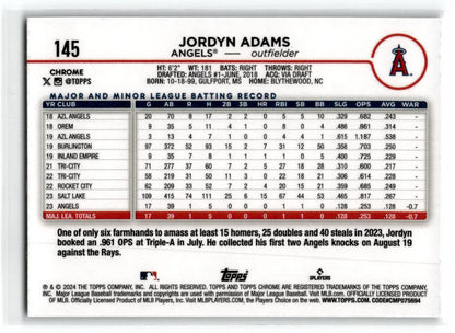 2024 Topps Chrome X-Fractor # Jordyn Adams Los Angeles Angels