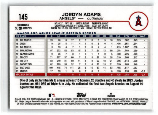 2024 Topps Chrome X-Fractor # Jordyn Adams Los Angeles Angels