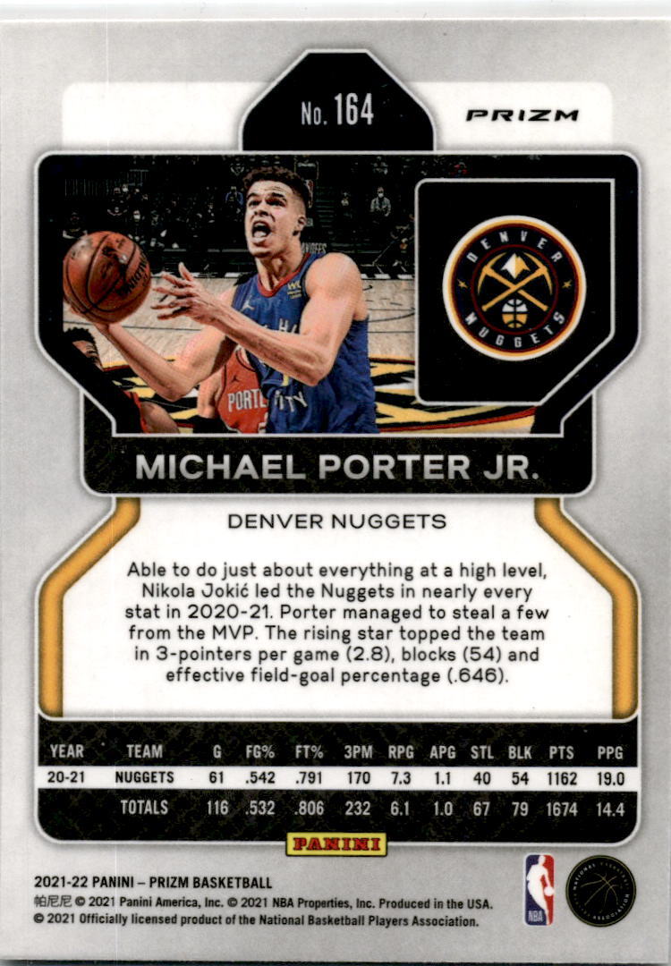 2021-22 Prizm Red White Blue #164 Michael Porter Jr. Denver Nuggets