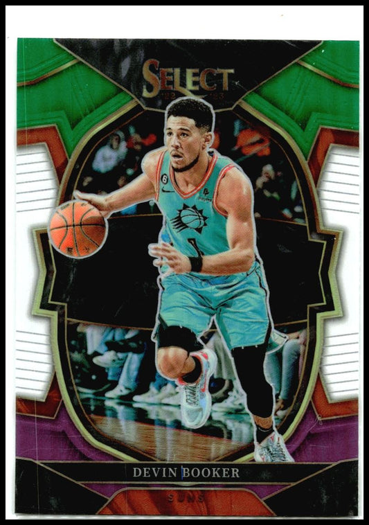2022-23 Panini Select Green White Purple Prizms #38 Devin Booker Phoenix Suns