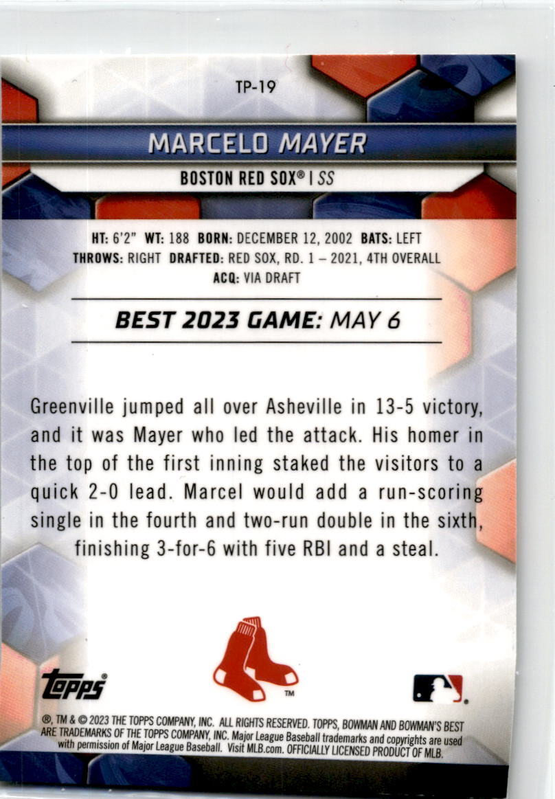2023 Bowman's Best Wave Refractors #TP-19 Marcelo Mayer Boston Red Sox