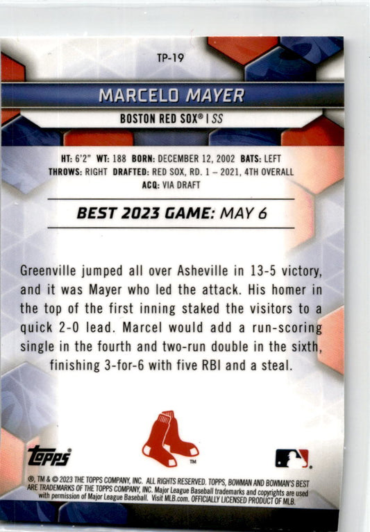 2023 Bowman's Best Wave Refractors #TP-19 Marcelo Mayer Boston Red Sox