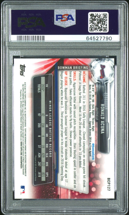 2017 Bowman Prospects Prospects-Chrome #BCP127 Ronald Acuna Braves PSA 10