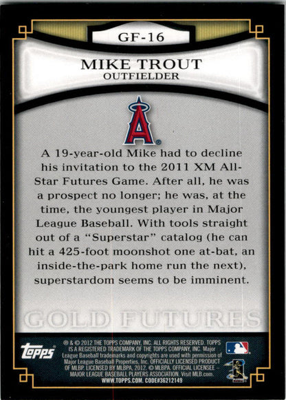 2012 Topps Gold Futures #GF-16 Mike Trout Los Angeles Angels