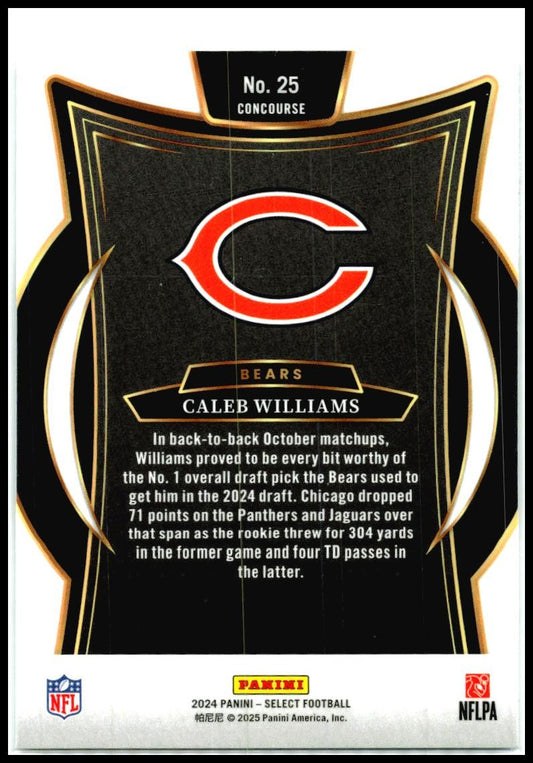 2024 Panini Select #25 Caleb Williams Rookie Chicago Bears