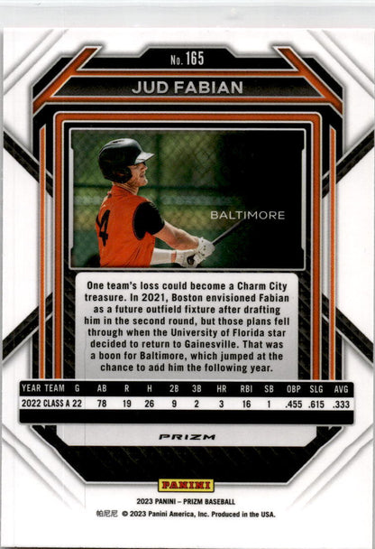 2023 Panini Prizm Pink Ice #165 Jud Fabian Baltimore Orioles