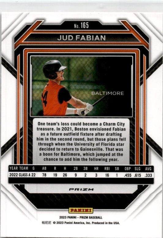 2023 Panini Prizm Pink Ice #165 Jud Fabian Baltimore Orioles