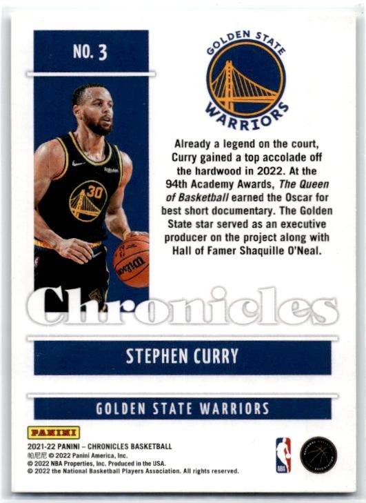 2021-22 Panini Chronicles Green #3 Stephen Curry Golden State Warriors