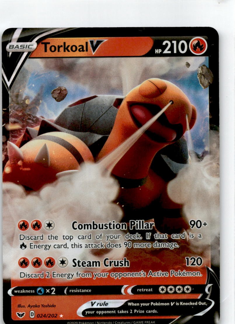 Sword & Shield Torkoal V 024/202 2020 Base Set Pokemon Card Ultra Rare Search and Rescue Cards Sword & Shield Torkoal V 024/202 2020 Base Set Pokemon Card Ultra Rare Search and Rescue Cards