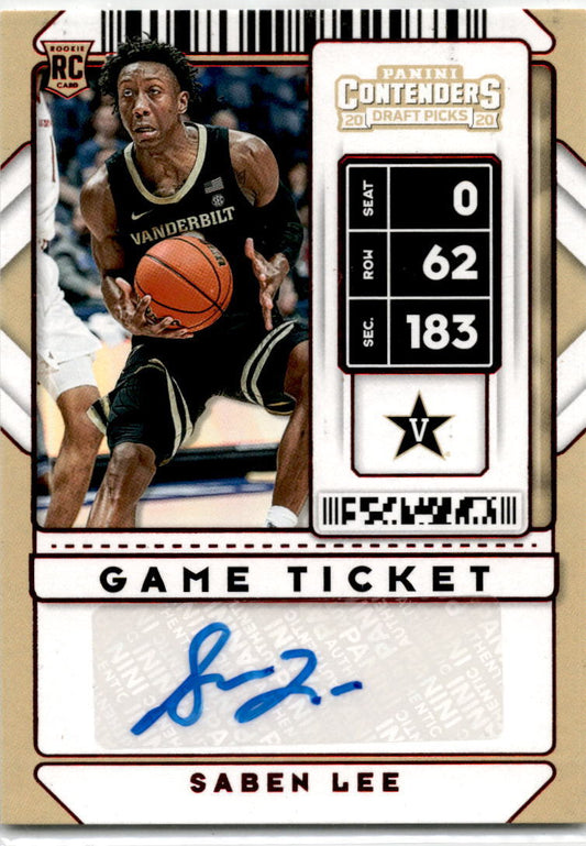 2020 Contenders Draft Picks Game ticket Auto #134 Saben Lee  Vanderbilt / Suns