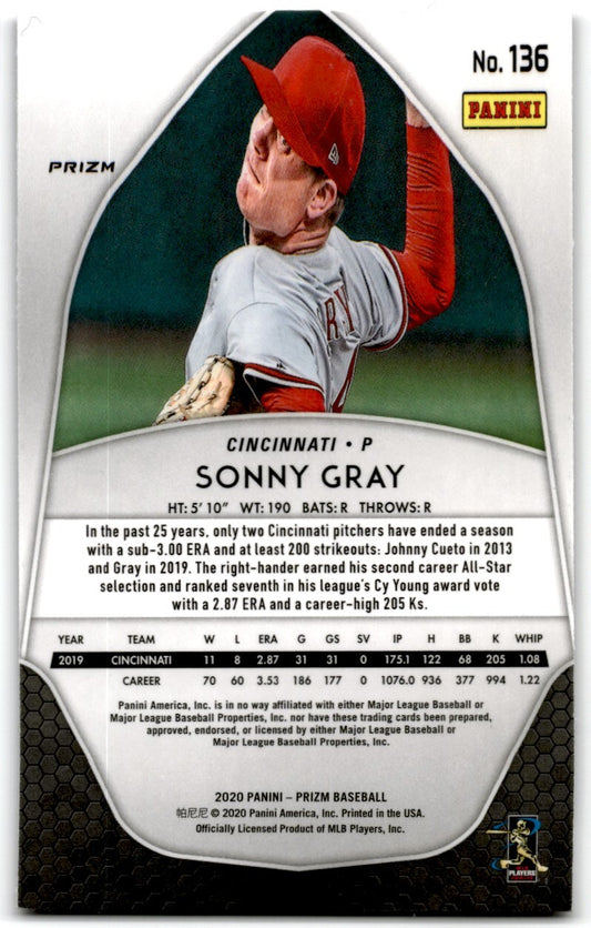 2020 Panini Prizm Purple Sonny Gray Cincinnati Reds #136