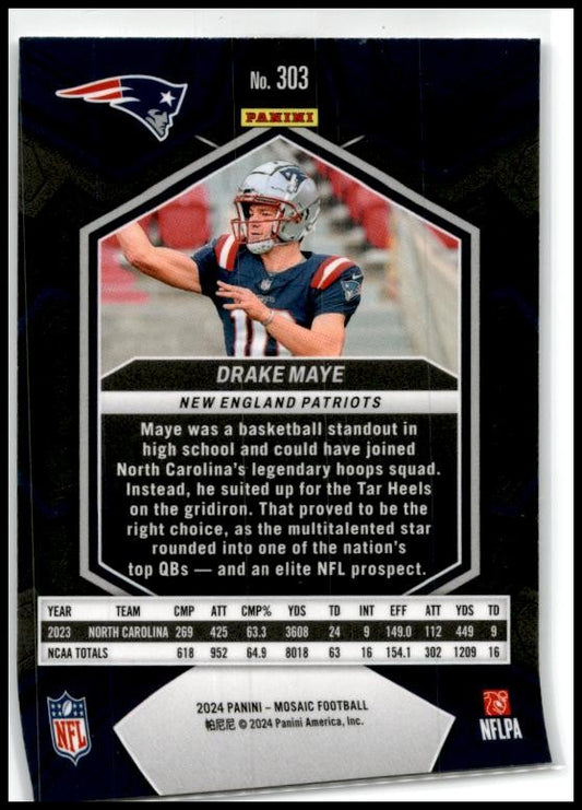 2024 Panini Mosaic #303 Drake Maye Rookie New England Patriots