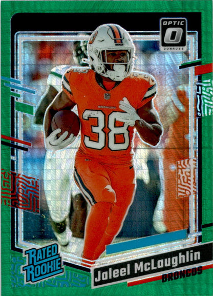 2023 Donruss Optic Green Hyper #232 Jaleel McLaughlin Denver Broncos