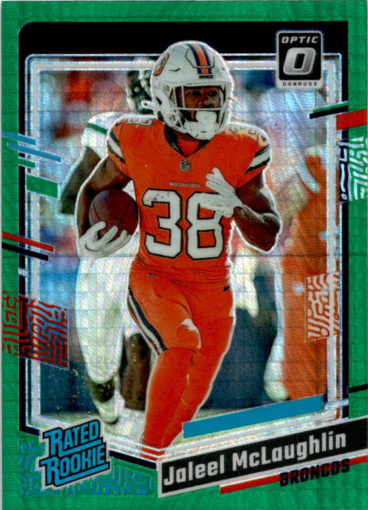 2023 Donruss Optic Green Hyper #232 Jaleel McLaughlin Denver Broncos