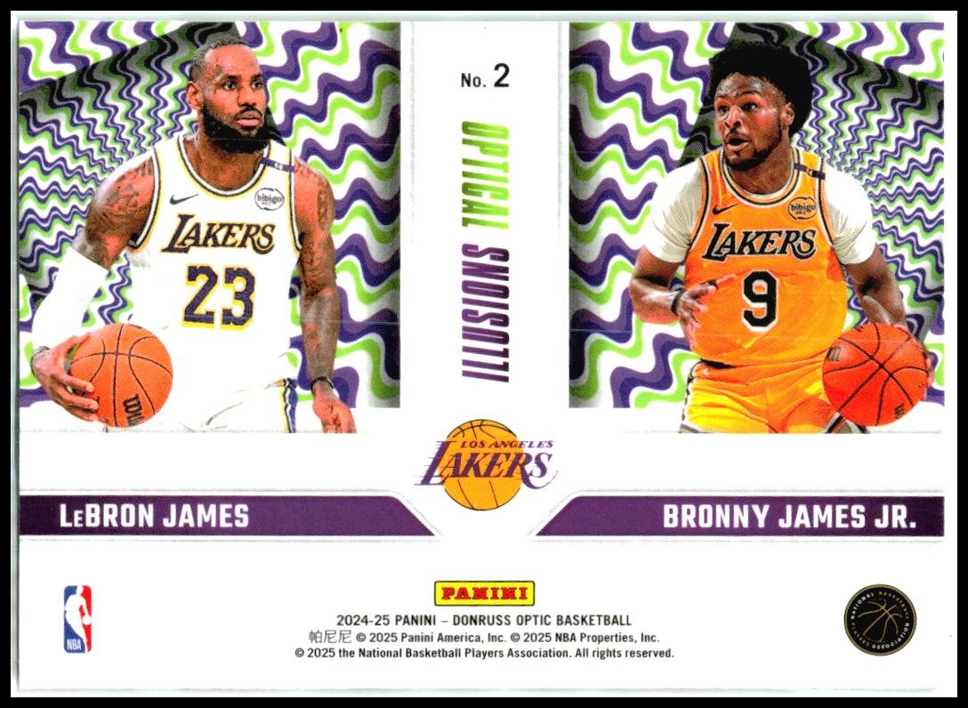 2024-25 Donruss Optic Optical Illusions #2 Bronny James Jr./LeBron James Lakers
