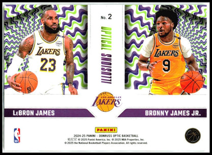 2024-25 Donruss Optic Optical Illusions #2 Bronny James Jr./LeBron James Lakers