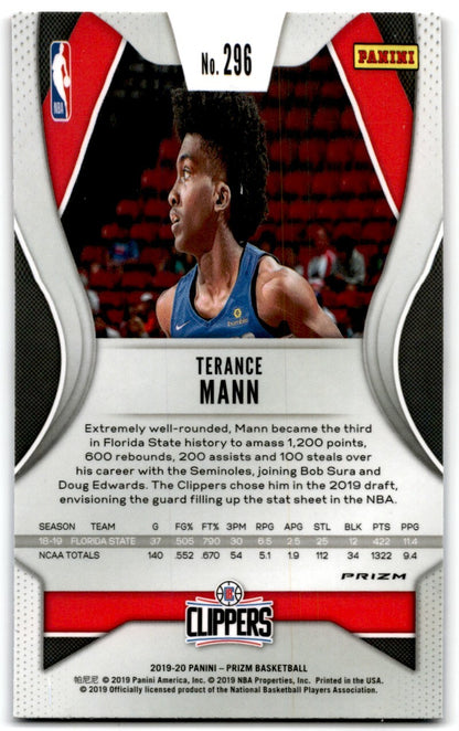 2019-20 Panini Prizm Red White and Blue Terance Mann Rookie Los Angeles Clippers
