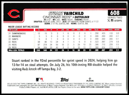 2025 Topps #608 Stuart Fairchild Cincinnati Reds