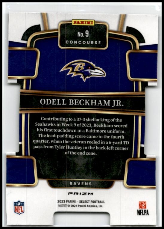 2023 Panini Select Black and Green Prizms Die Cuts #9 Odell Beckham Jr. Ravens