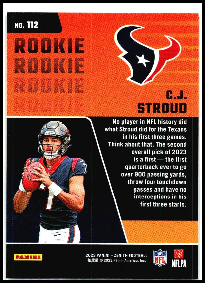 2023 Panini Zenith Red Zone #112 C.J. Stroud Rookie Houston Texans