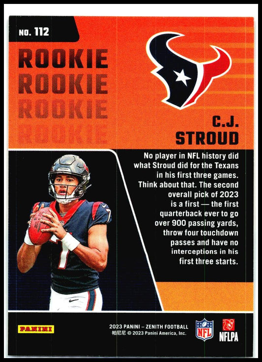 2023 Panini Zenith Red Zone #112 C.J. Stroud Rookie Houston Texans