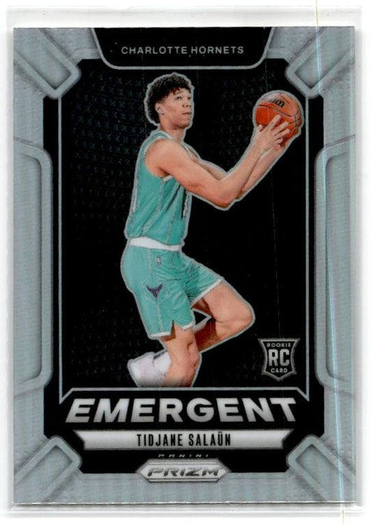2024-25 Panini Prizm Emergent Prizms Silver #5 Tidjane Salaun Charlotte Hornets