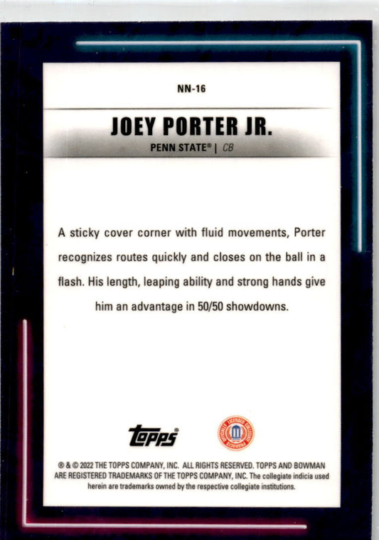 2022-23 Bowman's Best University Neon Neophytes Shimmer #NN-16 Joey Porter Jr.