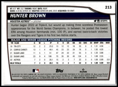 2023 Topps Big League Rainbow Foil #213 Hunter Brown Rookie Houston Astros