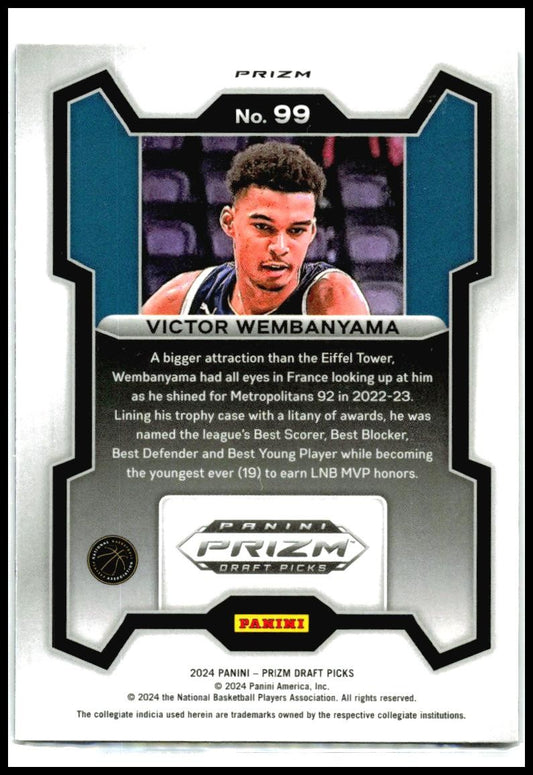 2024 Panini Prizm Draft Picks Prizms Purple Wave #99 Victor Wembanyama Spurs