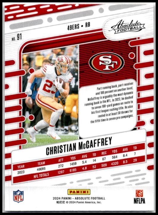 2024 Panini Absolute #91 Christian McCaffrey San Francisco 49ers