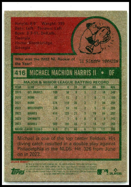 2024 Topps Heritage #416 Michael Harris II Atlanta Braves