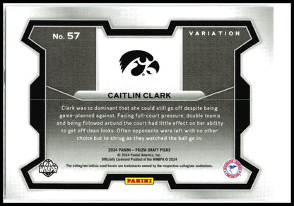 2024 Panini Prizm Draft Picks #57b Caitlin Clark Iowa Hawkeyes