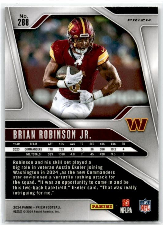 2024 Panini Prizm Silver #288 Brian Robinson Jr. Washington Commanders