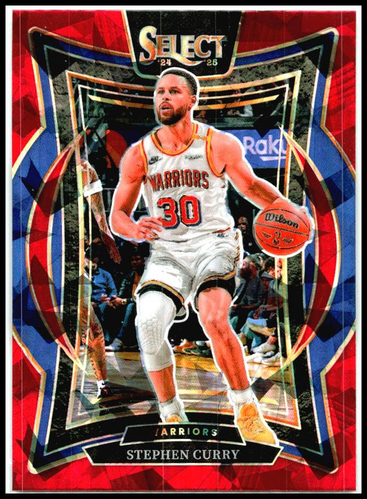 2024-25 Panini Select Red Cracked Ice Prizm #7 Stephen Curry Warriors