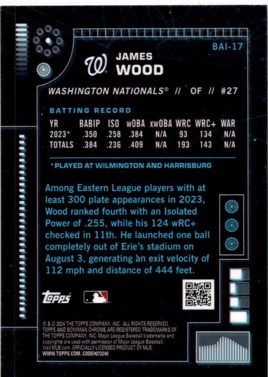 2024 Bowman Bowman A.I. #BAI-17 James Wood Washington Nationals