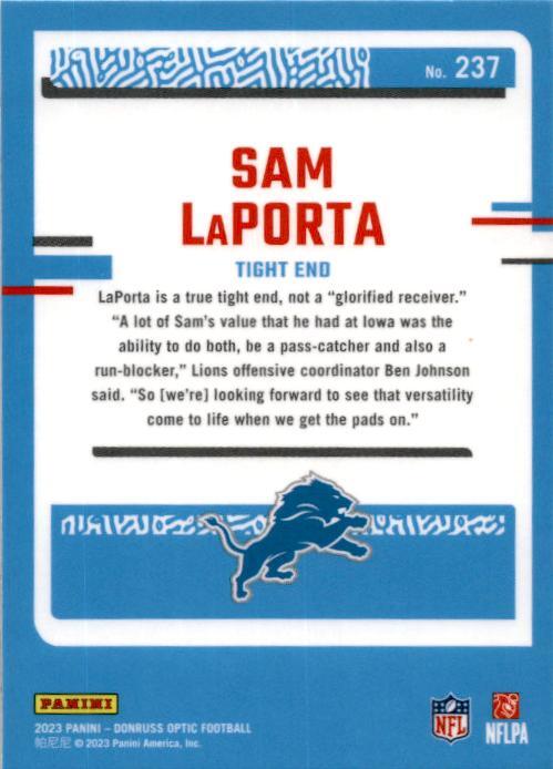 2023 Donruss Optic #237 Sam LaPorta Rookie Detroit Lions