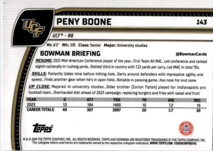 2024 bowman chrome university X-Factor #143 Penny Boone