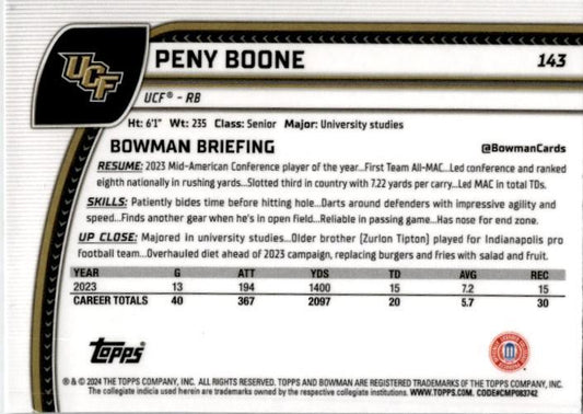 2024 bowman chrome university X-Factor #143 Penny Boone